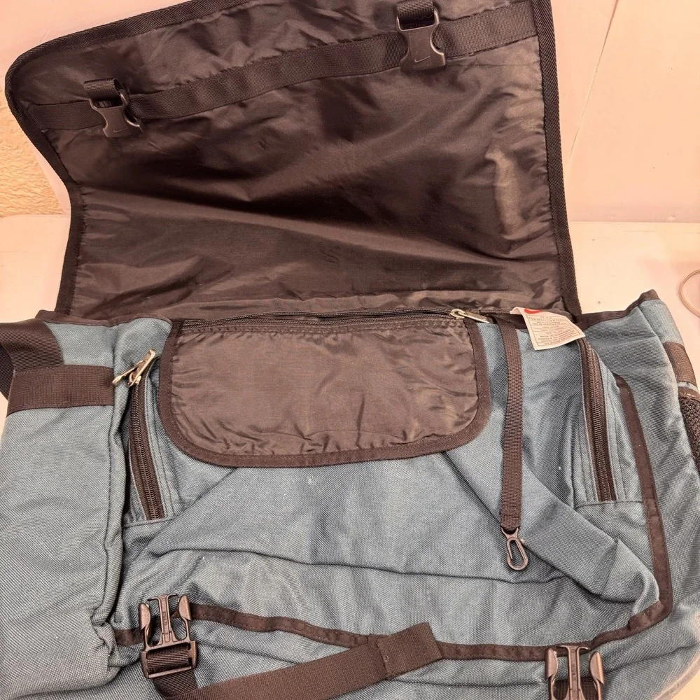 Vintage Nike Messenger Bag Laptop School Travel Bookbag Crossbody Blue Black